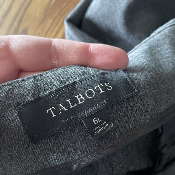 Talbots Women SZ 6 LONG Gray Flat Front Waistbandless Tapered Leg Dress Pants - Picture 7 of 8